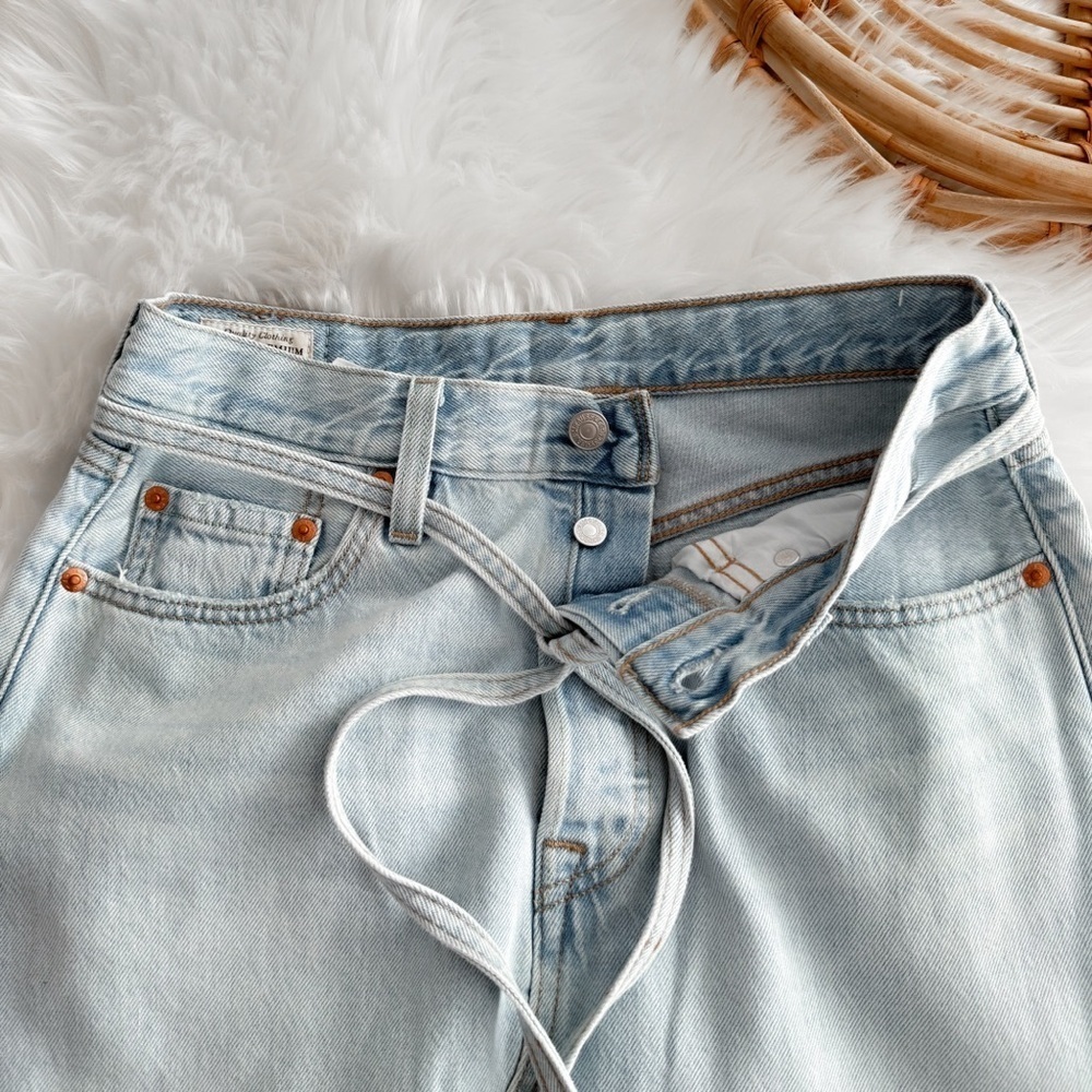 Levi’s Iconic Long Skirt Light Indigo Blue Denim Waist Tie - Picture 7 of 13